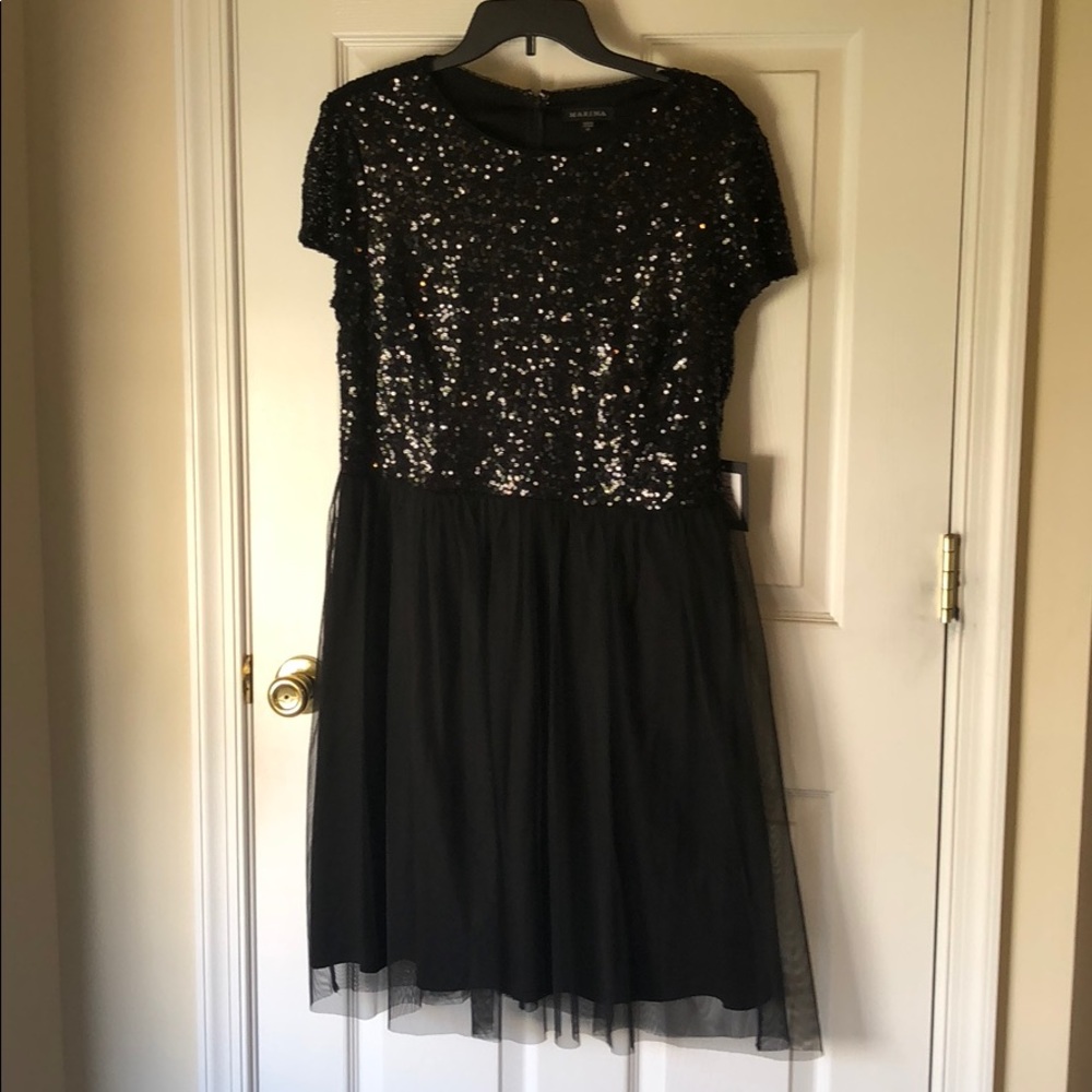 NWT Sequin Top Dress; mesh bottom; sz 14